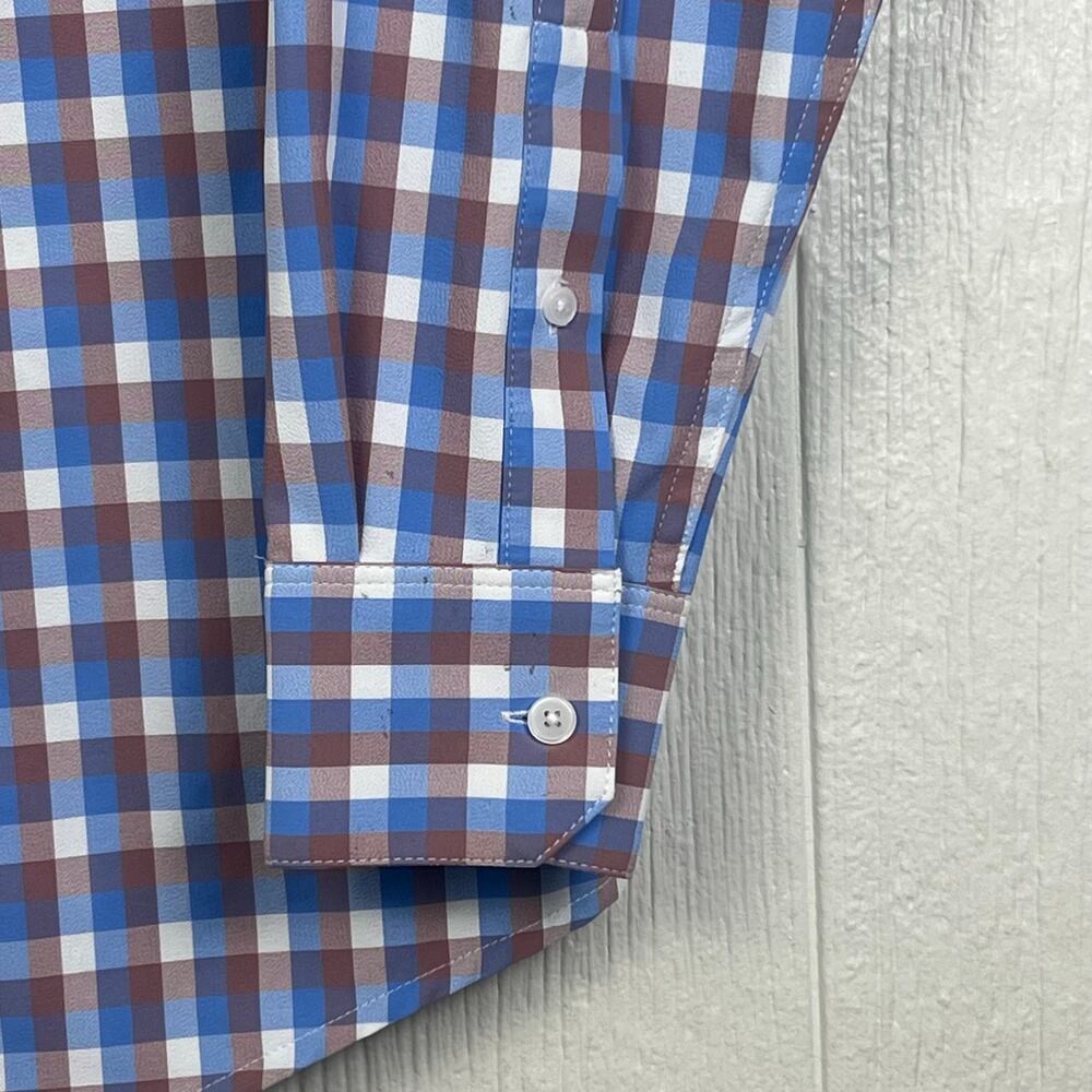 Mizzen+Main Leeward Shirt men’s medium trim, blue check rn 157281 poly/spandex - Picture 7 of 7